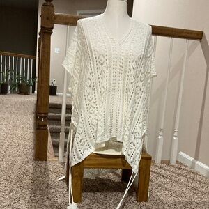 Elegant White Crochet Women Beach Cover Up